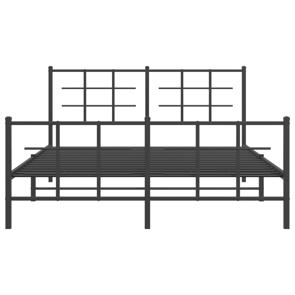Bedframe met hoofd- en voeteneinde metaal zwart 150x200 cm 150 x 200 cm Zwart