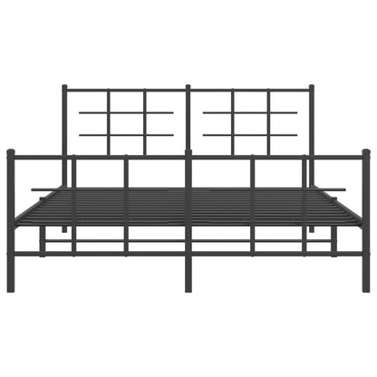 Bedframe met hoofd- en voeteneinde metaal zwart 150x200 cm 150 x 200 cm Zwart