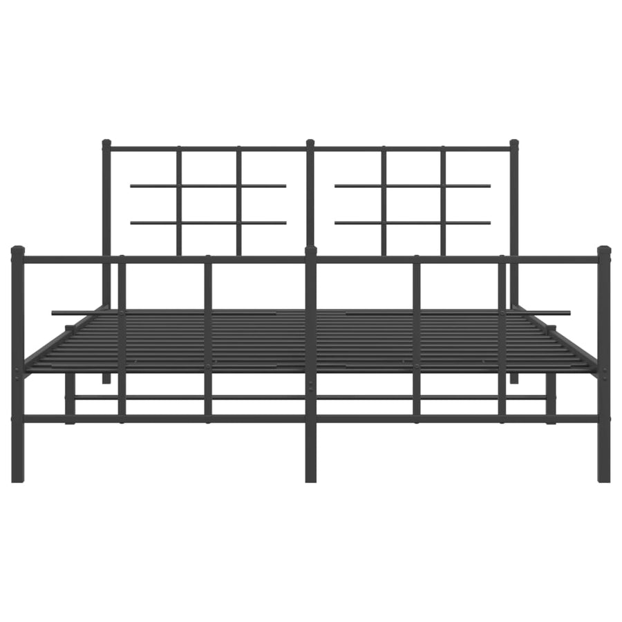 Bedframe met hoofd- en voeteneinde metaal zwart 150x200 cm 150 x 200 cm Zwart