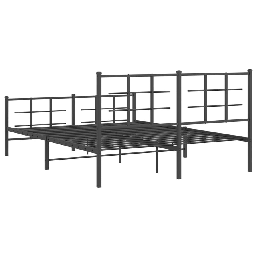 Bedframe met hoofd- en voeteneinde metaal zwart 150x200 cm 150 x 200 cm Zwart