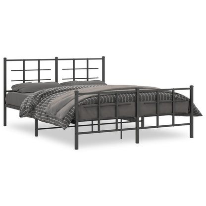 Bedframe met hoofd- en voeteneinde metaal zwart 150x200 cm 150 x 200 cm Zwart