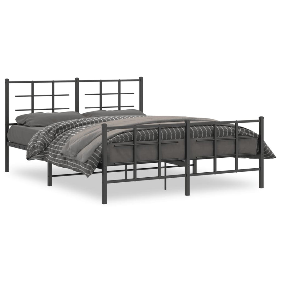 Bedframe met hoofd- en voeteneinde metaal zwart 150x200 cm 150 x 200 cm Zwart