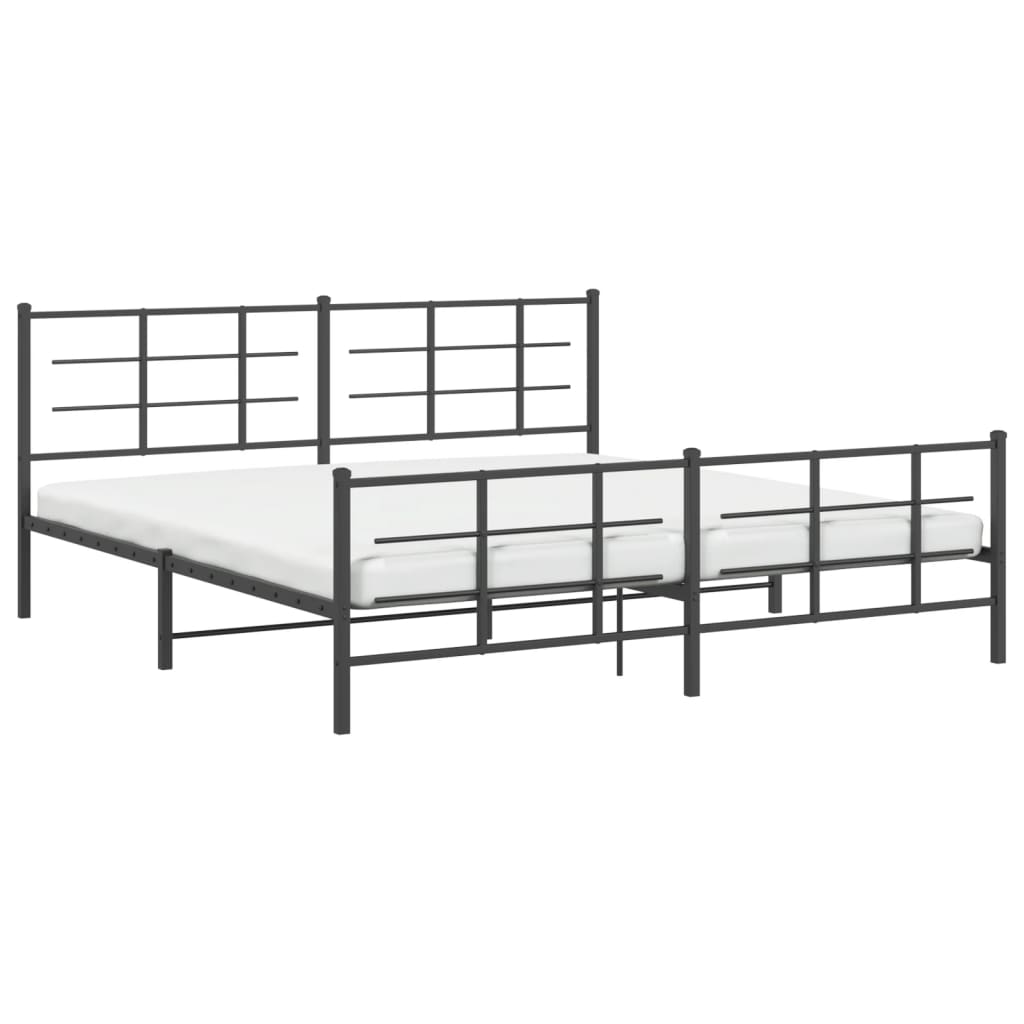 Bedframe met hoofd- en voeteneinde metaal zwart 183x213 cm