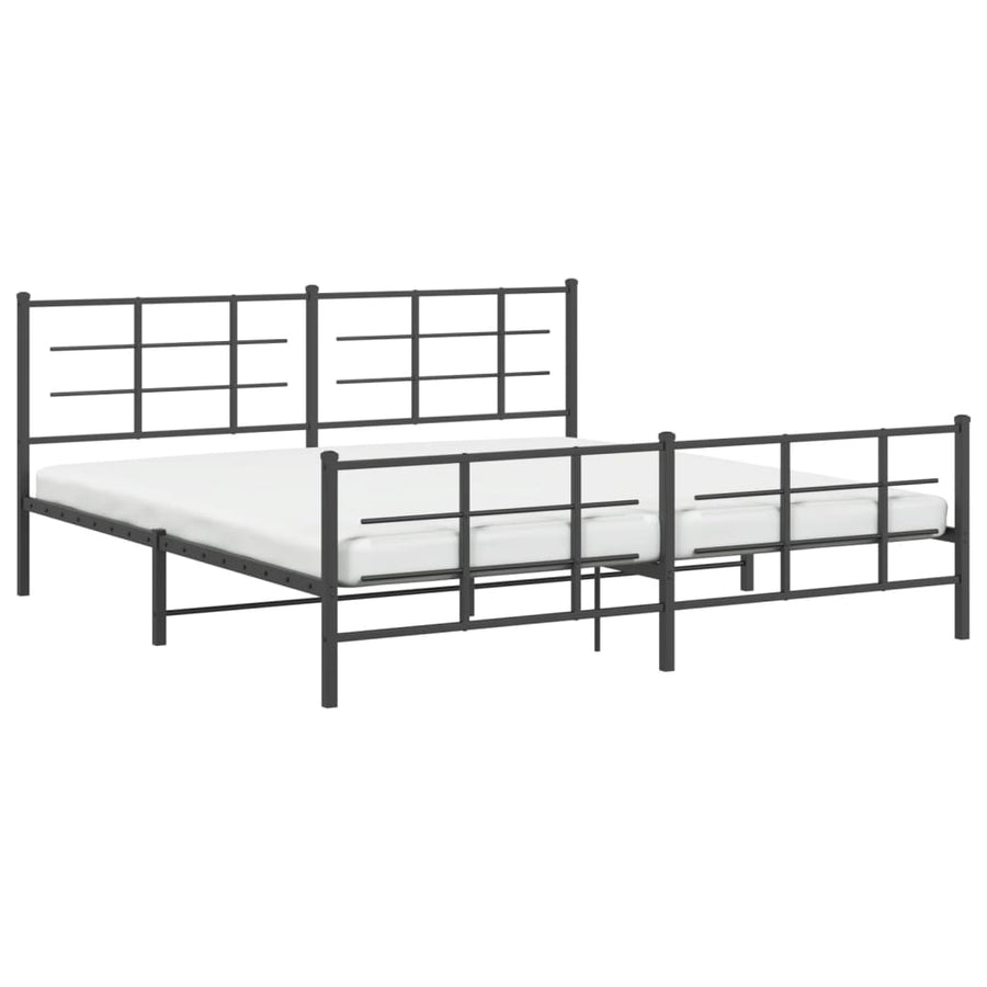 Bedframe met hoofd- en voeteneinde metaal zwart 183x213 cm
