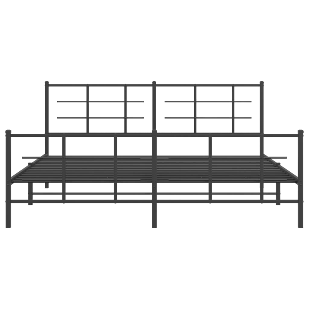 Bedframe met hoofd- en voeteneinde metaal zwart 183x213 cm