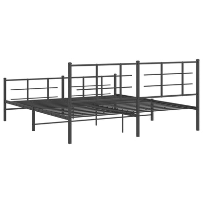 Bedframe met hoofd- en voeteneinde metaal zwart 183x213 cm