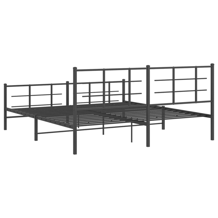Bedframe met hoofd- en voeteneinde metaal zwart 183x213 cm