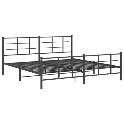 Bedframe met hoofd- en voeteneinde metaal zwart 193x203 cm