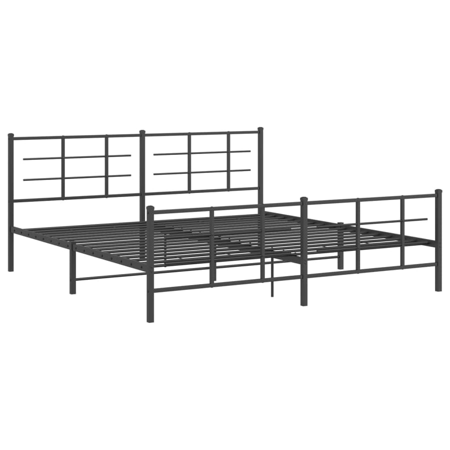 Bedframe met hoofd- en voeteneinde metaal zwart 193x203 cm