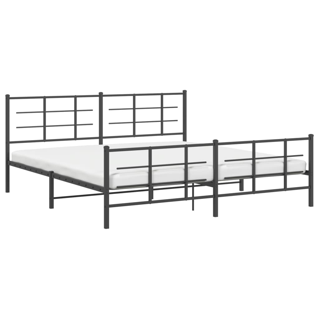 Bedframe met hoofd- en voeteneinde metaal zwart 193x203 cm