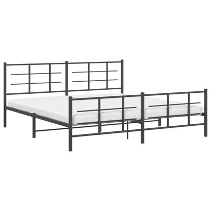 Bedframe met hoofd- en voeteneinde metaal zwart 193x203 cm