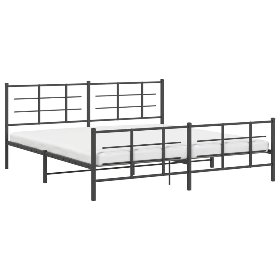 Bedframe met hoofd- en voeteneinde metaal zwart 193x203 cm