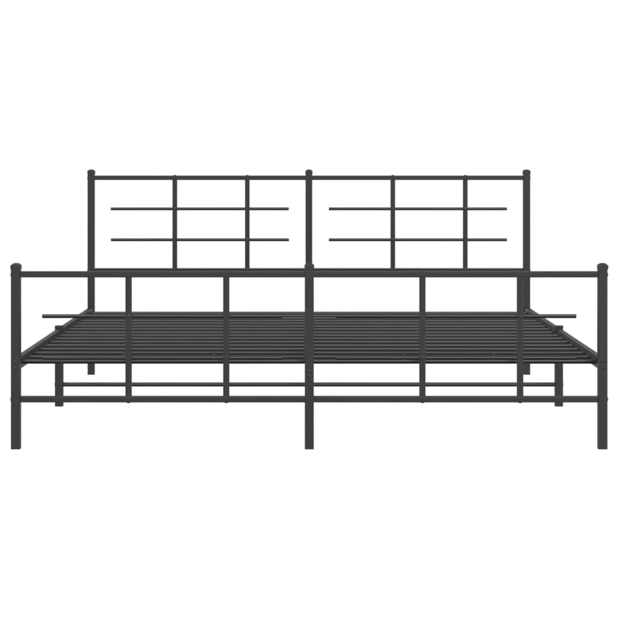Bedframe met hoofd- en voeteneinde metaal zwart 193x203 cm