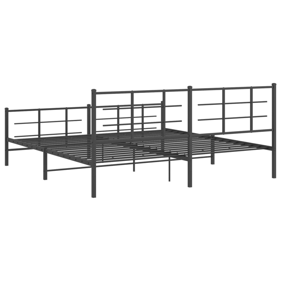 Bedframe met hoofd- en voeteneinde metaal zwart 193x203 cm