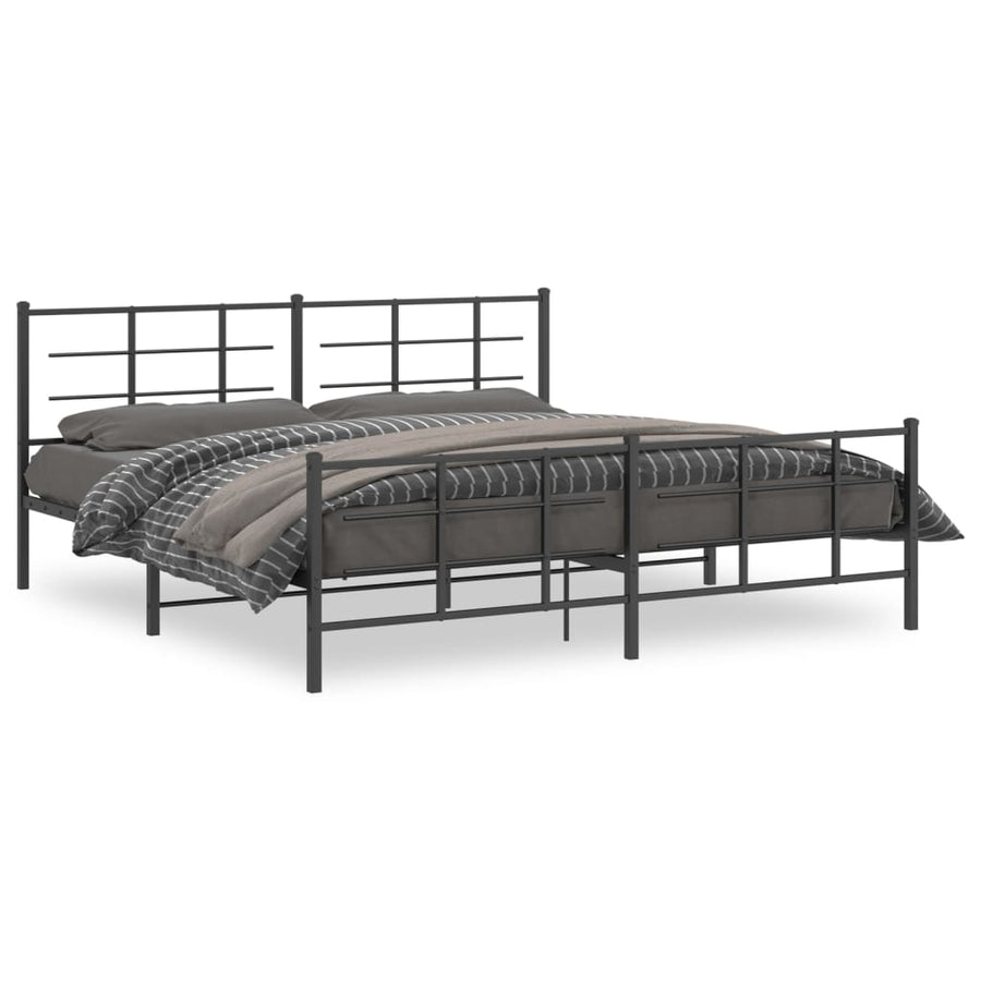 Bedframe met hoofd- en voeteneinde metaal zwart 193x203 cm