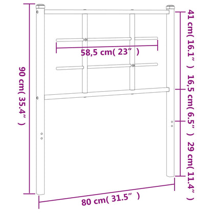 Hoofdbord 75 cm metaal zwart 75 cm Zwart