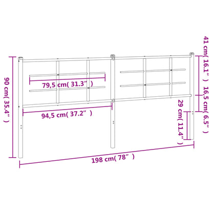 Hoofdbord 193 cm metaal zwart