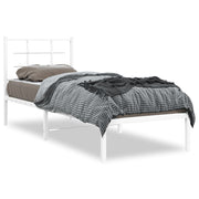 Bedframe metaal wit 75x190 cm met hoofdbord