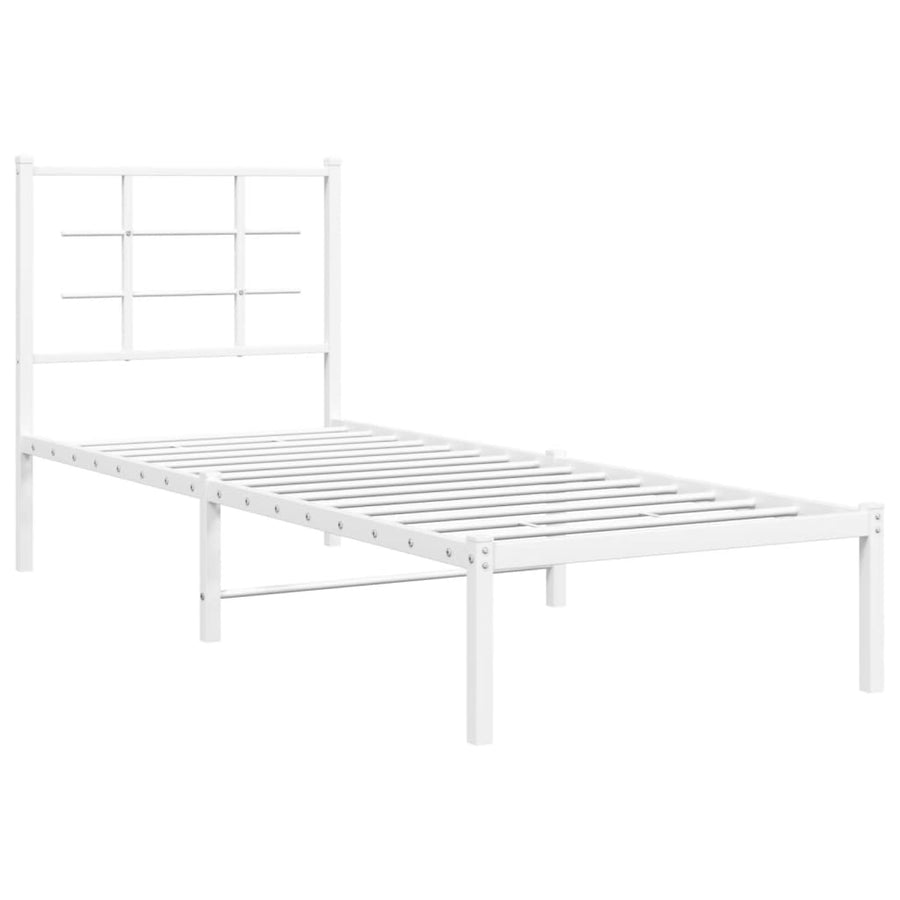 Bedframe met hoofdbord metaal wit 80x200 cm