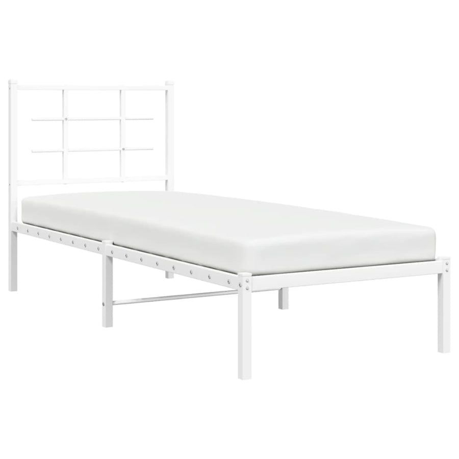 Bedframe met hoofdbord metaal wit 80x200 cm