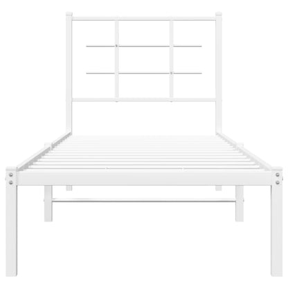 Bedframe met hoofdbord metaal wit 80x200 cm