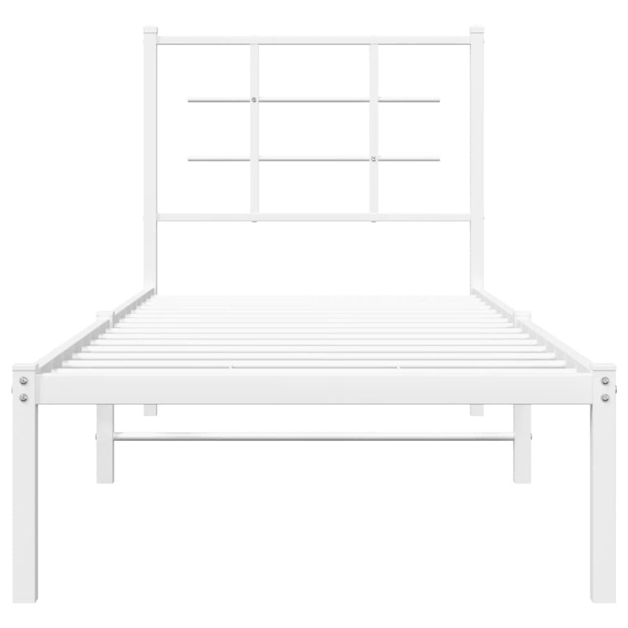 Bedframe met hoofdbord metaal wit 80x200 cm