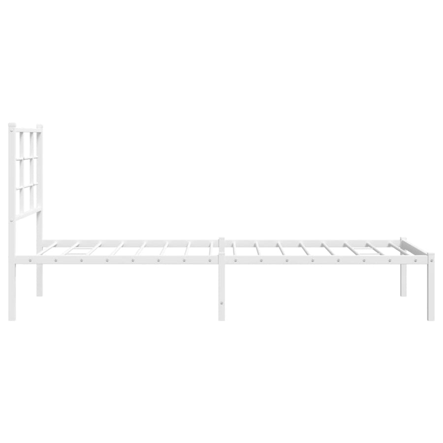 Bedframe met hoofdbord metaal wit 80x200 cm