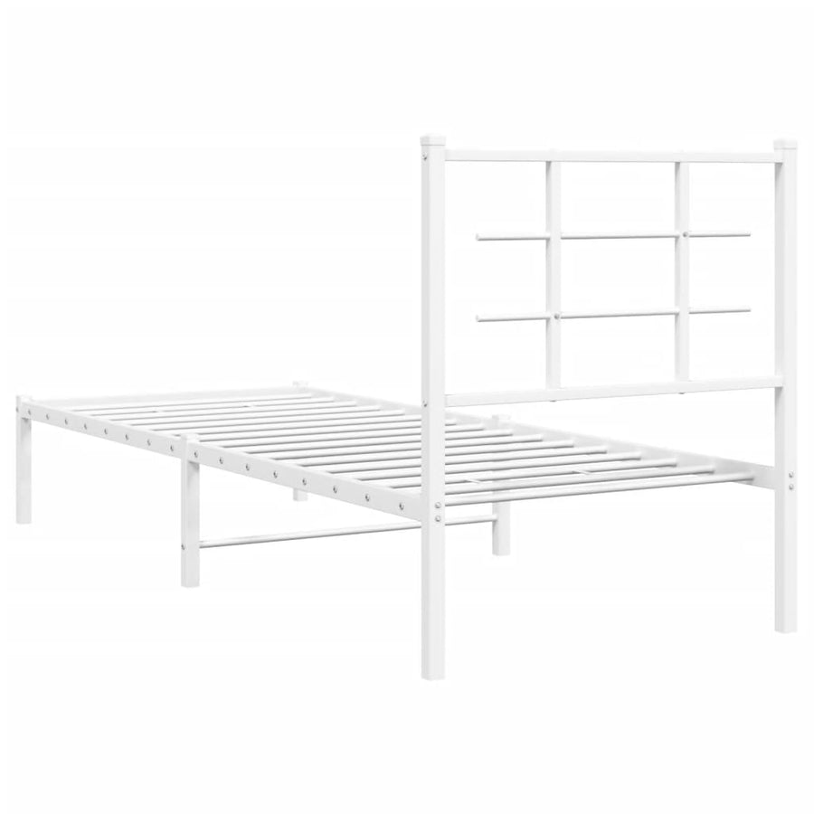 Bedframe met hoofdbord metaal wit 80x200 cm