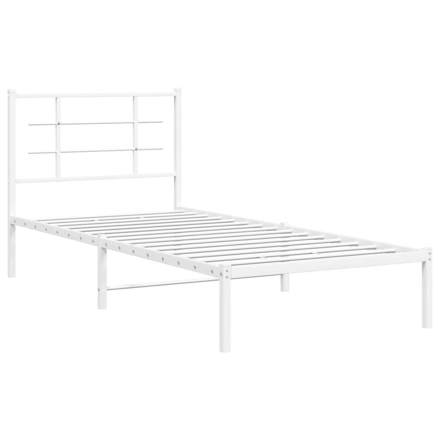 Bedframe Metaal 90 x 190 cm Wit met hoofdbord