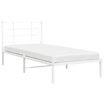 Bedframe Metaal 90 x 190 cm Wit met hoofdbord