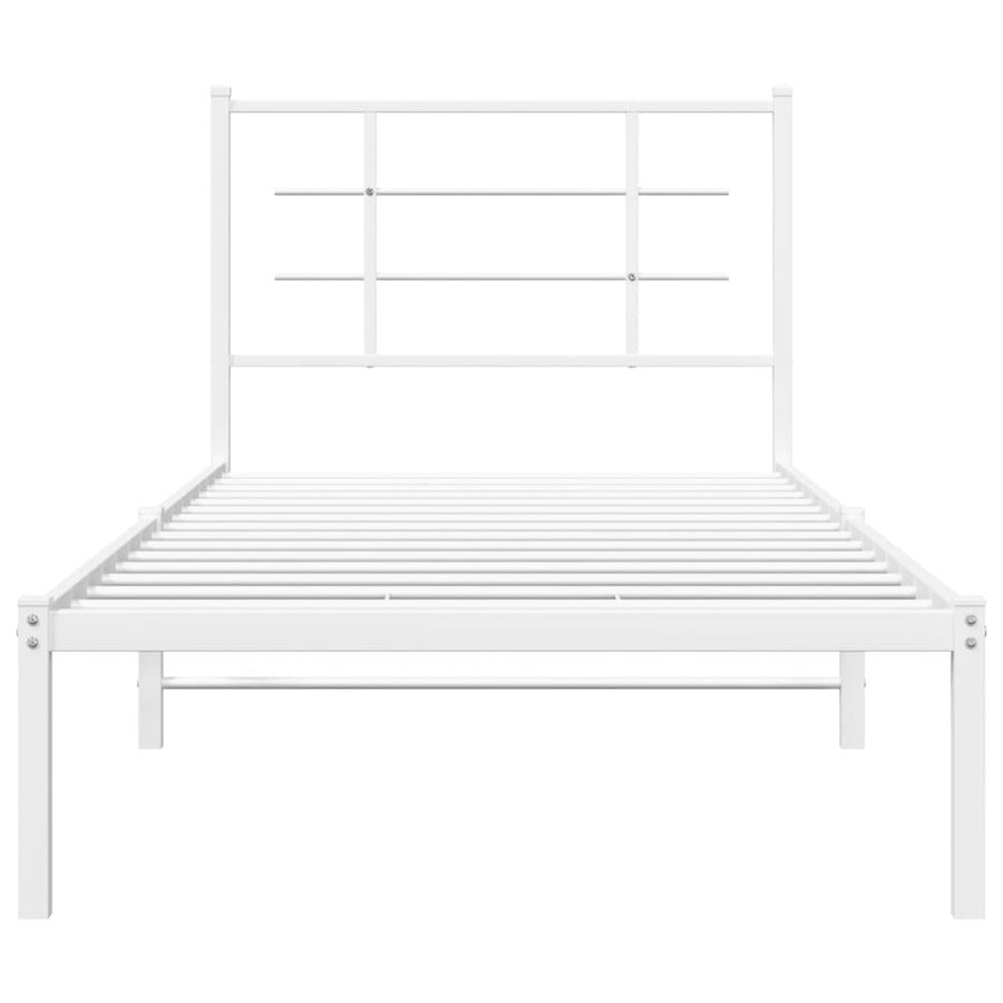 Bedframe Metaal 90 x 190 cm Wit met hoofdbord