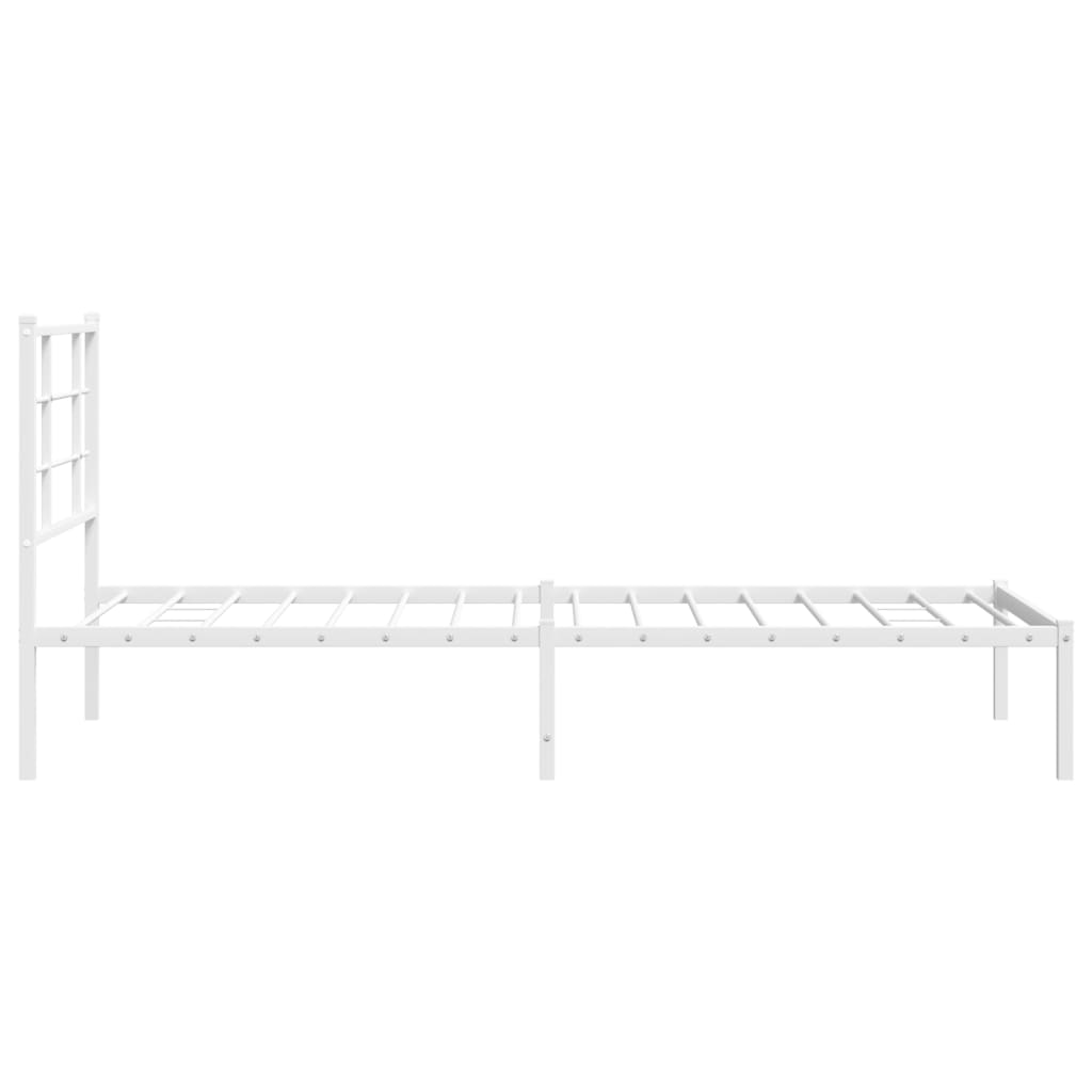Bedframe Metaal 90 x 190 cm Wit met hoofdbord