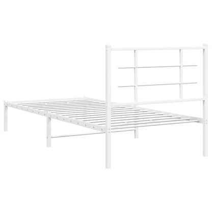 Bedframe Metaal 90 x 190 cm Wit met hoofdbord