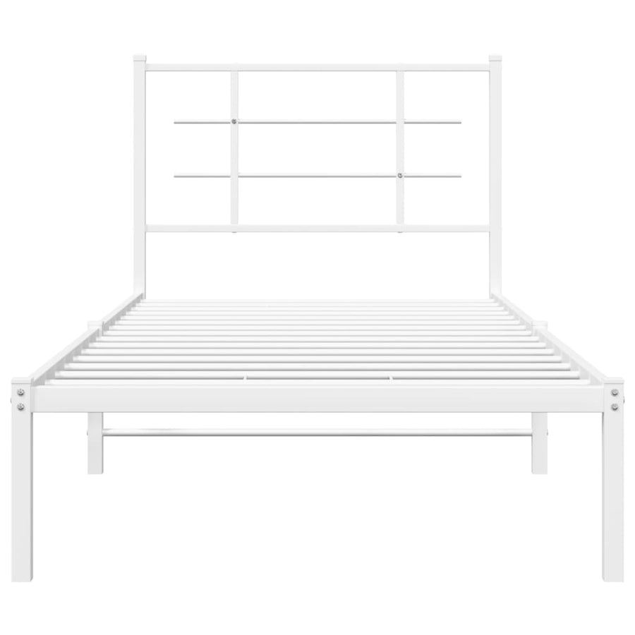 Bedframe met hoofdbord metaal wit 90x200 cm