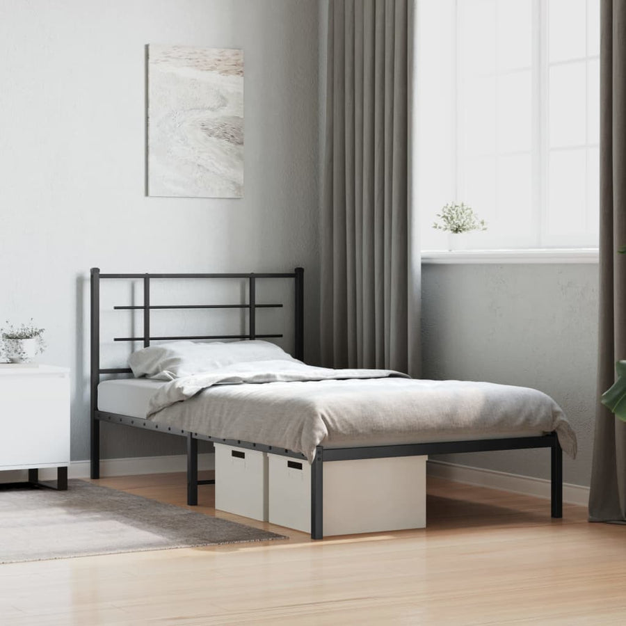 Bedframe met hoofdbord metaal wit 100x190 cm