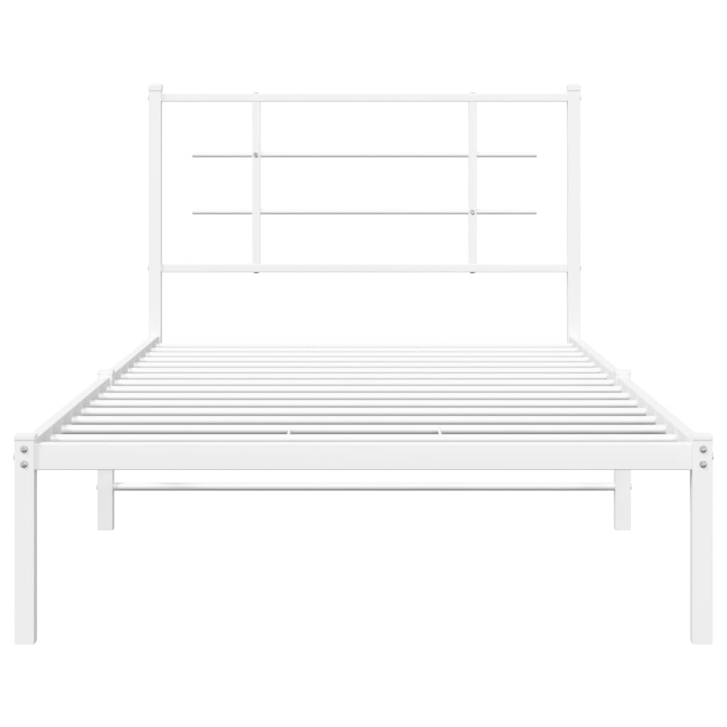 Bedframe met hoofdbord metaal wit 100x190 cm