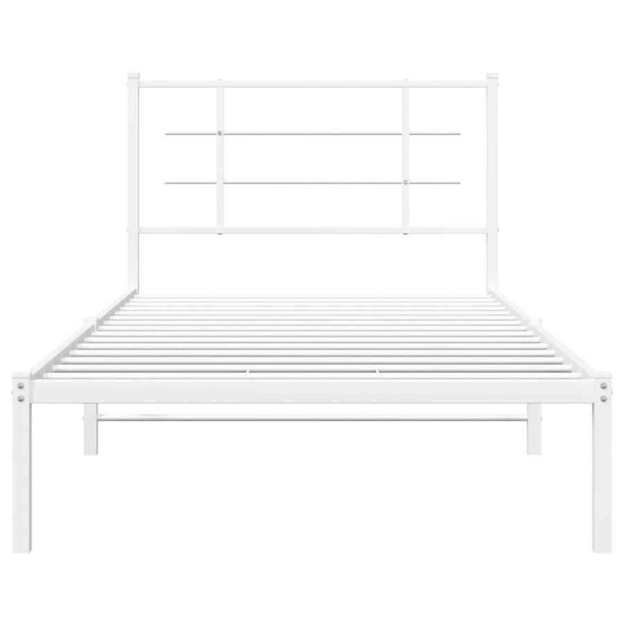 Bedframe met hoofdbord metaal wit 100x190 cm