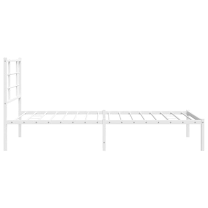 Bedframe met hoofdbord metaal wit 100x190 cm