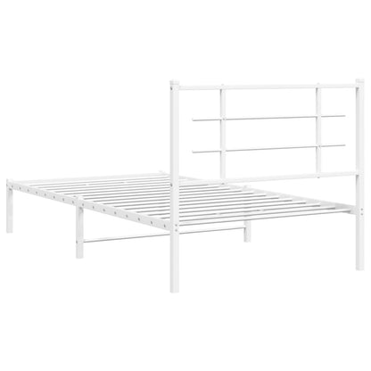 Bedframe met hoofdbord metaal wit 100x190 cm