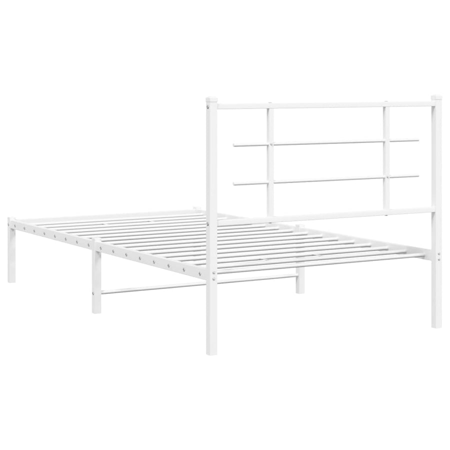 Bedframe met hoofdbord metaal wit 100x190 cm