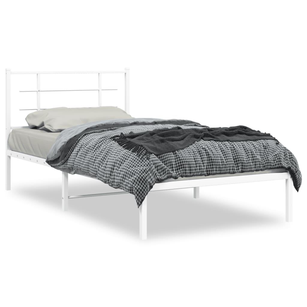 Bedframe Metaal 100 x 200 cm Wit met hoofdbord