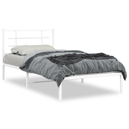 Bedframe Metaal 100 x 200 cm Wit met hoofdbord