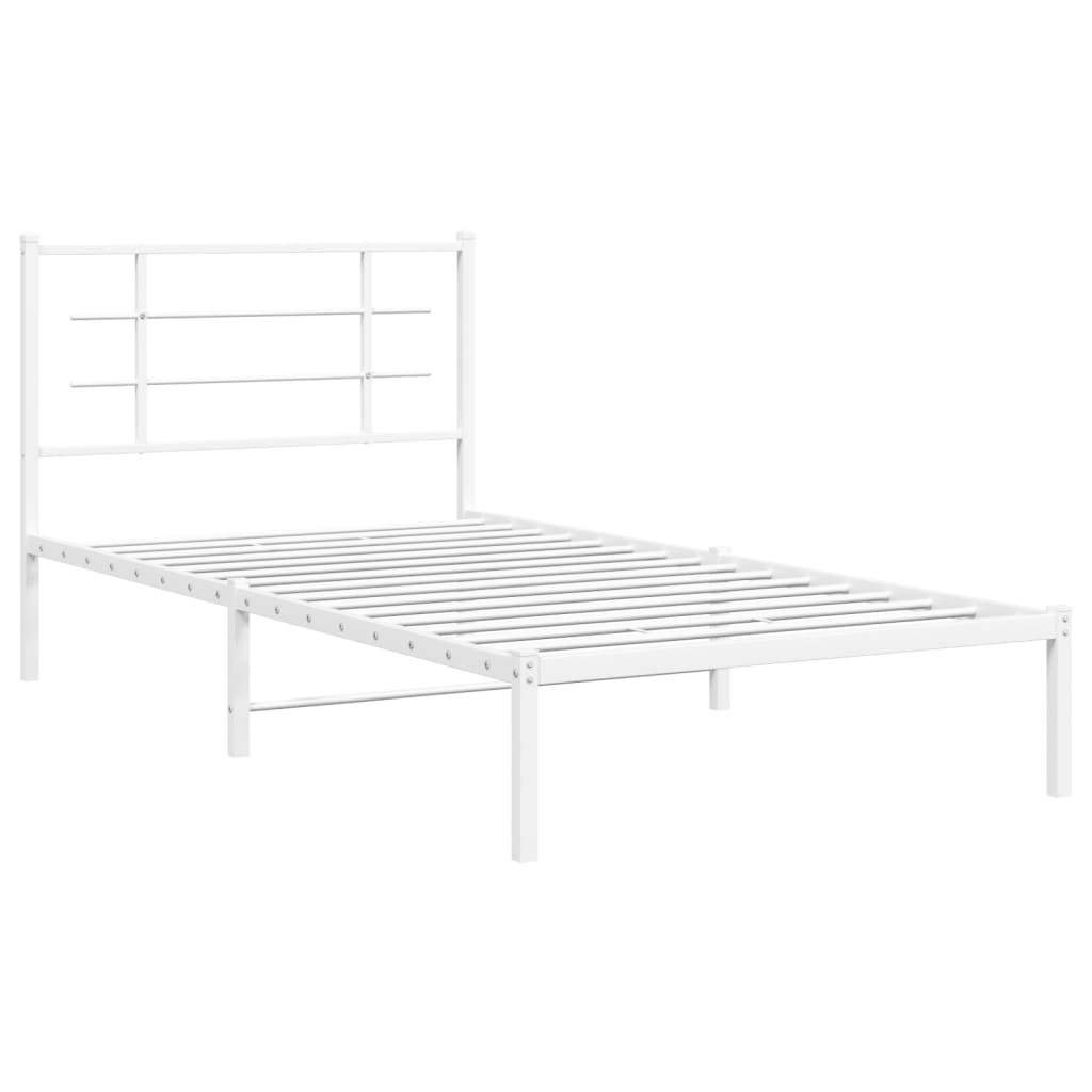 Bedframe Metaal 100 x 200 cm Wit met hoofdbord