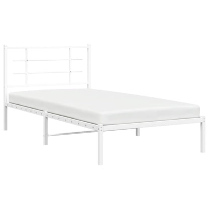 Bedframe Metaal 100 x 200 cm Wit met hoofdbord