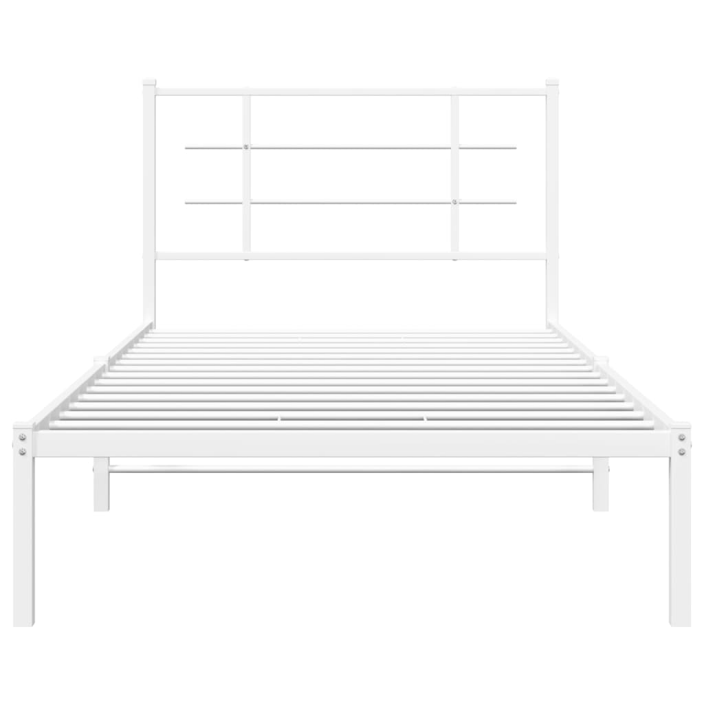 Bedframe Metaal 100 x 200 cm Wit met hoofdbord