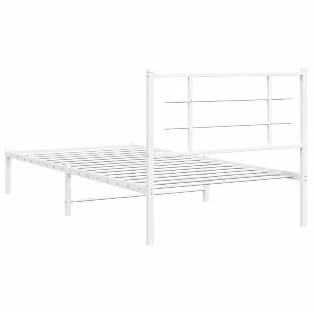 Bedframe Metaal 100 x 200 cm Wit met hoofdbord