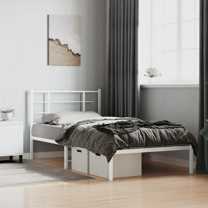 Bedframe Metaal 100 x 200 cm Wit met hoofdbord
