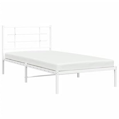Bedframe met hoofdbord metaal wit 107x203 cm