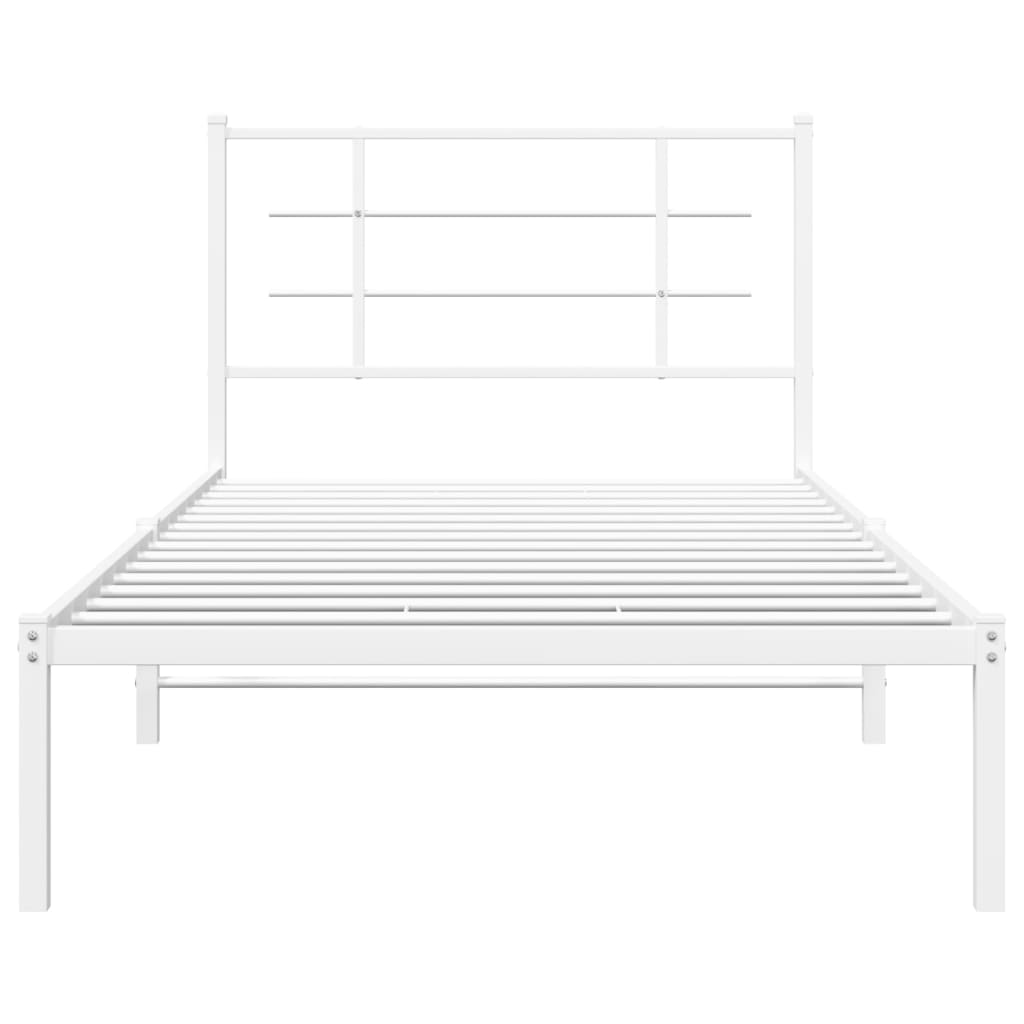 Bedframe met hoofdbord metaal wit 107x203 cm