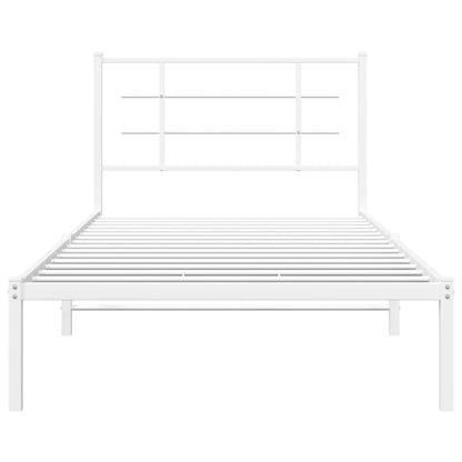 Bedframe met hoofdbord metaal wit 107x203 cm